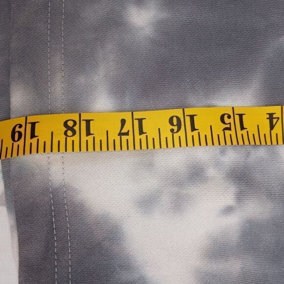 Elodie L TieDye WhiteGray Lngslvs Cropped Drawstring Women's HoodieTopSweatshirt - Picture 4 of 5